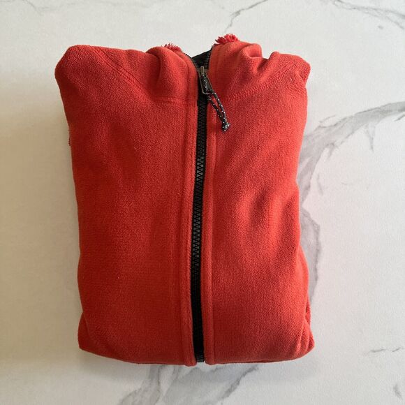 Mountain Hardwear Orange Faux Fur Fleece Jacket Hooded Full Zip Womens Size M - Picture 16 of 16